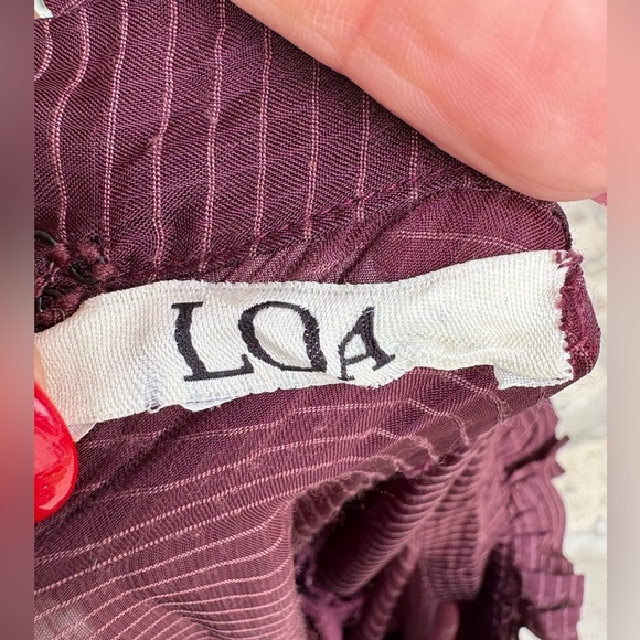 LOA women’s raffle long sleeve burgundy lightweight mini dress size 1 preloved - Picture 2 of 7